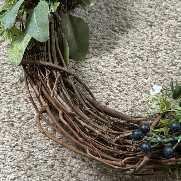 Blue Floral Grapevine Wreath - Picture 8 of 11